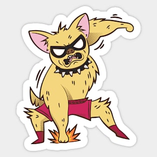 Funny Chihuahua Luchador Wrestler Sketch Drawing Sticker